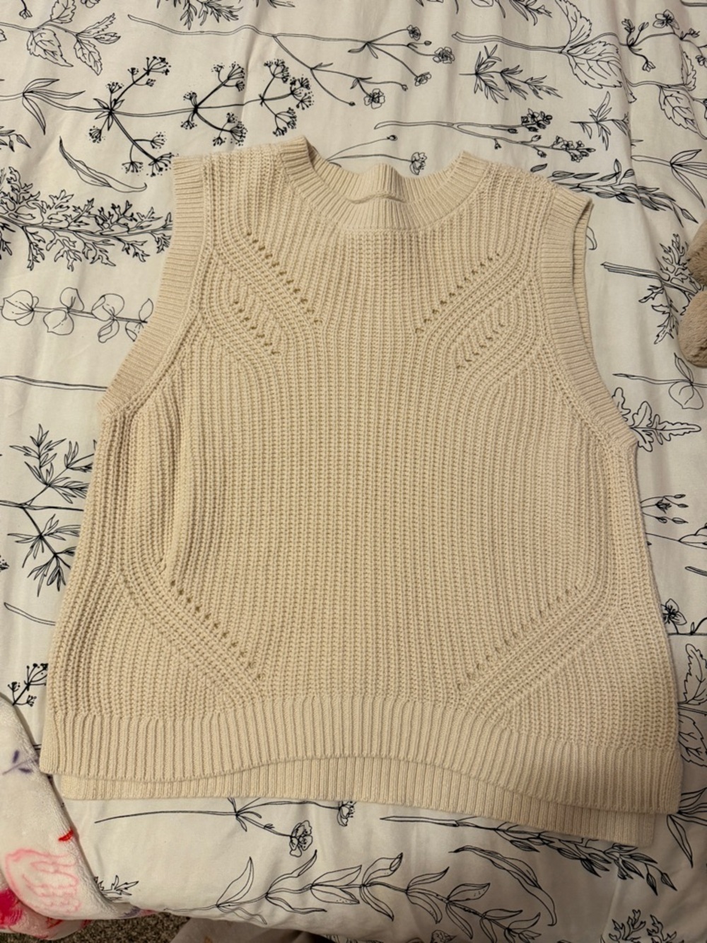 Sonoma Cream Textured Knit Crewneck Sweater
